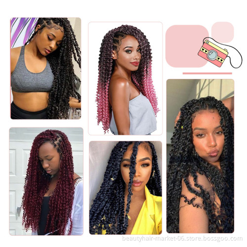Wholesale Synthetic Crochet Braid Pre Twist Hair Extensions 18/24 inch Prelooped Long Soft Water Wave Ombre Passion Twist Hair